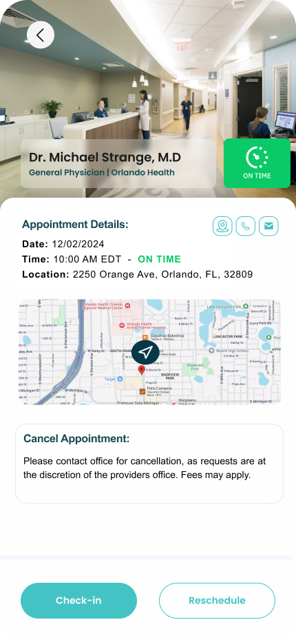 Timely app showing an on-time appointment